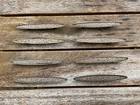 8 Vintage Mid-century Modern Surfboard Drawer Pulls Brass   Crackle Inlay Mcm
