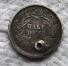1868-s Seated Liberty Silver Half Dime Rare Key Date Vf   Xf Holed Corroded