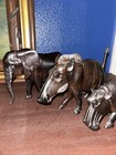 Set Of 3 Vintage Mid Century Asian Heavy Wood Hand Carved Animals