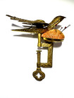 Antique Victorian Brass Sewing Bird With Clamp   Original Pin Cushion