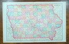 Vintage 1905 Iowa Map 22 x14    Old Antique Original Council Bluffs Red Oak Ames