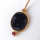 Tous Authentic Earrings Kamee Bear 11 5 Mm X 6 5 Mm Onyx Ruby Sv925 Women s