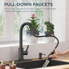 Black Kitchen Faucet With Soap Dispenser High Arc Pull Down Sprayer Sink Mixer