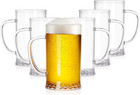 6 Set Plastic Beer Mug 16 Oz Acrylic Drinking Cups Handle Clear Reusable Beer