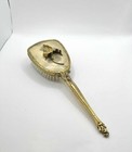 Vintage Brass Gilded Hair Brush  Ornate Handle And Floral Brass Decoration
