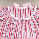 Lanz Of Salzburg Girls Nightgown M 7   8 Red Floral Stripes Flannel Poly Eyelet