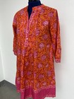 La Plage Women s Orange Print Kurta Tunic Kurti 3 4 Sleeve Size M