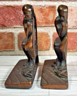 Vintage Pair Rodin s The Thinker Bronzed Cast Iron 5 5  Bookends Art Deco Base
