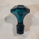 Vintage Empoli Style Decanter Faceted Stopper Aqua Blue Diamond Point 1970 s