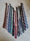 Vintage Skinny Neck Tie Lot  11  1950 s-60 s  Various Styles fabric Mid Century