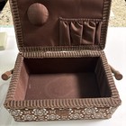 Vintage Wicker Sewing Basket - Cherries Print  Blue Made In The Phillipines