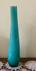 Vintage And Unique Mid Century Modern Glass Turquoise Vase