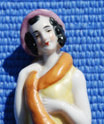 Art Deco Antique Germany Porcelain Lady W A Mink Stole Half Doll Brush Top 3 