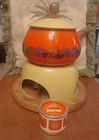     vintage Porcelain Enamel Fondue Set  Flower Mushroom Pattern With 8 Sticks    