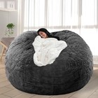 Bean Bag Chair For Adults Kids No Filler Soft Round Giant 3 5ft Dark Grey