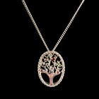 Sterling Silver 20  Chain Necklace Multi Gemstone Pendant Tree Of Life Topaz Etc