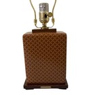 Ralph Lauren Table Lamp With Geometric Pattern Base And White Fabric Shade