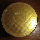 Vtg Gold Tone Metal Fruitcake Cookie Tin Embossed Country Inn Guildcraft 10 