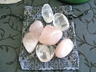 New Heart Chakra Natural Rose Quartz   Clear Quartz Crystal Set Of 7 Stones