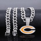 Chicago Bears Gem Necklace Silver Bling Nfl Football Pendant   24  Chain