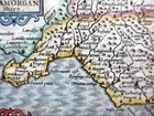 Wales Glamorgan C1627 By Van Den Keere  Miniature Speed Genuine Antique Map