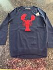 Nwt Navy Jane Cotton Lobster Costal Sweater  Navy  Red Pullover  Pick Size