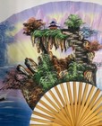 4 5 Ft Wide Asian Wall Fan Oriental Coastal Morning Sunrise Hand Painted Art