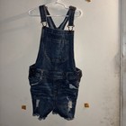 Cat And Jack Kids Girls Denim Distressed Overall Shorts Size M 7 8