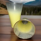 Set Of 2 Vintage Blendo Yellow Frosted With Gold Rimmed Tumbler Glasses 5 1 4   