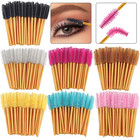 50pcs Disposable Eyelash Makeup Brush Mascara Wands Gold Mini Eye Lash Brushes S