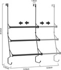 Adjustable Over The Door Triple Towel Rack With Hooks Bar Hanger For Bathroom