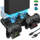 Stand Cooling Fan Controller Dual Charger Station Dock For Playstation 4 Ps4 Us