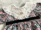 Vtg Toddler Dress Cottagecore 3t Collar Velvet Bows Embroidered Lace Floral