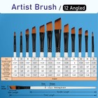 Falling In Art Paint Brushes Set  12 Pcs Nylon Professional Angled Paint Bru   