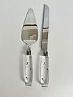 Oleg Cassini Wedding Knife And Cake Server Set Blue And Clear Decorative Stones