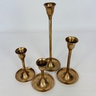 Vintage Brass Candlestick Holders Set Of 4 Graduated Taper Drip Base India