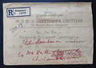 Singapore 1930 Registered Cover To India Scarce