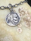 Original Hand Carved Hobo Nickel By Brendan Davidson Skull Skeleton