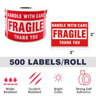 Package Warning Fragile Decals 1 Roll 500 Sheets Care Handling Delivery Stickers