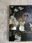 Vintage Chinese Black Lacquer Cabinet Doors With Applied Carved Stone Scenes