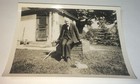 Rare Antique Vintage American Outdoor Pet Puppy Dog   Old Man Snapshot Photo  Us