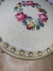 Antique Victorian Needlepoint Footstool 100  Original Pattern No  3 Cast Metal 