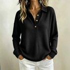 Women   s Top long-sleeve Top With Button-down Collar  Stylish   Comfortable Top