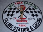Vintage 1961 Lady Luck Woman     Gas Station   Casino 11 3 4  Porcelain Metal Sign
