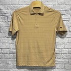 Nike Tiger Woods Men Golf Polo 1 4 Zip Brown Beige Striped Shirt Size Large