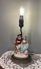 Vintage Figurine Lamp -colonial Couple Porcelain Boudoir Light Brass Base -works