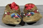 Antique Native American Ojibwe Beaded Leather Moccasins Great Lakes Floral