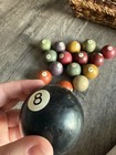 Vintage Pool Billiard Set Balls  Just The Solids  Full Set With Cue Ball