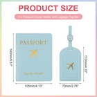 Set Of Leather Passport Cover Holder And Luggage Tag  Light Blue
