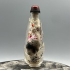 Chinese Old Beijing Glaze Inside Painting Lotus Beautiful Bottle Art